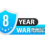8 year warranty icon, blue, two-year warranty, promotion. Vector illustration